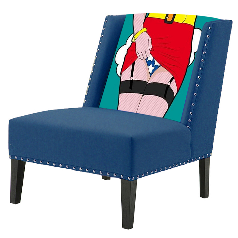 FUN Armchair "Super woman" Blue Дизайнерское кресло с цветным принтом Бирюзовый FUN Armchair "Super woman" Blue Дизайнерское кресло с цветным принтом Бирюзовый в Липецке | Loft Concept