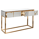 Консоль с ящиками зеркальная с золотым декором Gold Painted Mirror Console варинант исполнения - 2 | Loft Concept в Липецке