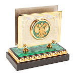 Настольный письменный набор из малахита и долерита с декором в виде герба России Leader Organizer варинант исполнения - 6 | Loft Concept в Липецке