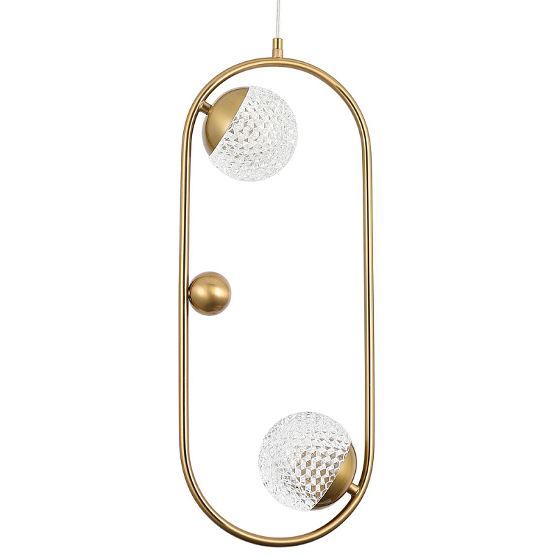 Подвесной светильник с 2-мя сферическими плафонами из рельефного акрила Pearls Suspension Hanging Lamp Латунь Прозрачный Подвесной светильник с 2-мя сферическими плафонами из рельефного акрила Pearls Suspension Hanging Lamp Латунь Прозрачный в Липецке | Loft Concept