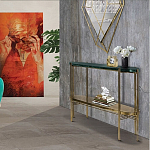 Консоль овальной формы золотая с полкой для хранения Craig варинант исполнения - 4 | Loft Concept в Липецке