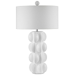 Настольная лампа белая с тканевым абажуром в форме цилиндра Morphing варинант исполнения - 4 | Loft Concept в Липецке