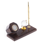 Настольный письменный набор с глобусом и ручкой из натурального обсидиана World Globe варинант исполнения - 2 | Loft Concept в Липецке