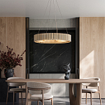 Люстра круглая из толстых деревянных реек Natural Style варинант исполнения - 4 | Loft Concept в Липецке