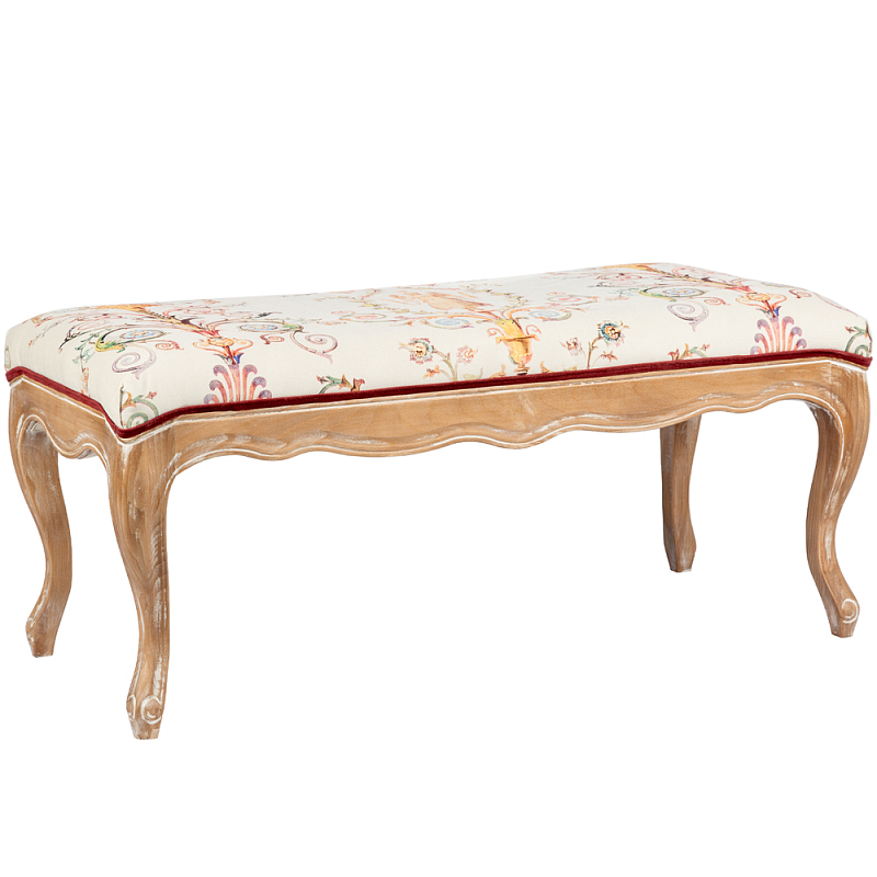 Банкетка из массива бука бежевая с растительным орнаментом Raffael Beige Floral Banquette Бежевый Мульти Светлый дуб Банкетка из массива бука бежевая с растительным орнаментом Raffael Beige Floral Banquette Бежевый Мульти Светлый дуб в Липецке | Loft Concept