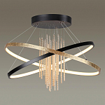 Люстра подвесная с 2-мя пересекающимися круглыми подвесами в черном и золотистом цвете и вертикальными подвесками Ring Horizontal варинант исполнения - 2 | Loft Concept в Липецке