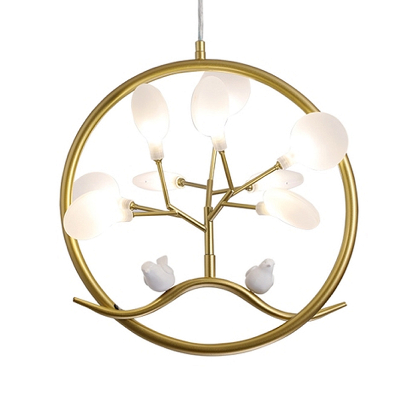 Люстра подвесная круглая Lamp Dexter Белый Золотой в Липецке | Loft Concept 