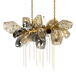 Люстра подвесная с 22-мя гранёными стеклянными плафонами с вертикальными подвесками Gilded Mirage  варинант исполнения - 7 | Loft Concept в Липецке