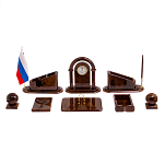 Настольный письменный набор с часами из природного камня обсидиана  Contract Extended варинант исполнения - 1 | Loft Concept в Липецке