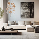 Люстра с плафонами из прозрачного и янтарного стекла в виде шаров и ромбов Gabriel Scott Luna варинант исполнения - 12 | Loft Concept в Липецке