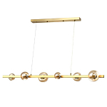 Люстра светодиодная линейная с 6-ю круглыми плафонами коньячного цвета Iona Chandelier Brass  варинант исполнения - 1 | Loft Concept в Липецке