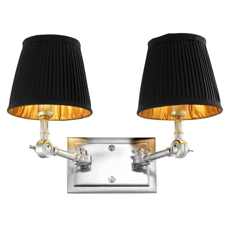 Бра Wall Lamp Wentworth Double Nickel+Black Никель Черный Бра Wall Lamp Wentworth Double Nickel+Black Никель Черный в Липецке | Loft Concept