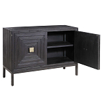 Тумба черная из дерева двухдверная Geometric Double Door Nightstand варинант исполнения - 1 | Loft Concept в Липецке