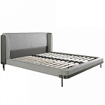 Кровать двуспальная серая с мягким изголовьем из экокожи и ткани Modern Look варинант исполнения - 2 | Loft Concept в Липецке