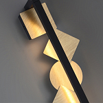 Бра вертикальное черного цвета с золотыми кругами и квадратами Gravyura варинант исполнения - 2 | Loft Concept в Липецке