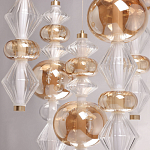 Люстра с плафонами из прозрачного и янтарного стекла в виде шаров и ромбов Gabriel Scott Luna варинант исполнения - 8 | Loft Concept в Липецке