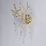Бра золотого цвета с декоративными ветвями и прозрачными подвесками в форме листьев Droplet Chandelier варинант исполнения - 3 | Loft Concept в Липецке