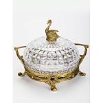 Конфетница из прозрачного рельефного стекла с ручкой и фигуркой лебедя Eden Garden варинант исполнения - 2 | Loft Concept в Липецке