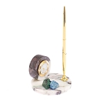 Часы настольные с шариковой металлической ручкой из натурального камня Stone Clock варинант исполнения - 2 | Loft Concept в Липецке