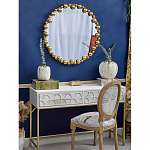 Зеркало круглое в фактурной золотистой раме из металла Mirror Golden Placer варинант исполнения - 2 | Loft Concept в Липецке