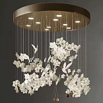 Люстра каскадная с белыми цветами и птицами Takeoff варинант исполнения - 1 | Loft Concept в Липецке