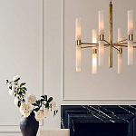 Люстра золотая с 16-ю тонкими цилиндрическими плафонами Shoulders варинант исполнения - 3 | Loft Concept в Липецке