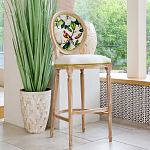 Барный стул золотистый из натурального бука с изображением птицы и цветов Blooming Birds варинант исполнения - 2 | Loft Concept в Липецке