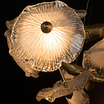 Люстра подвесная круглая с ветвистыми бронзовыми элементами и стеклянными рифлеными дисками Textured Glass Chandelier варинант исполнения - 5 | Loft Concept в Липецке