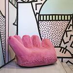 Дизайнерское плюшевое розовое кресло в форме руки Poltronova Joe Plush Taffy Pink Armchair варинант исполнения - 2 | Loft Concept в Липецке