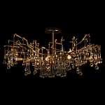Потолочная люстра в виде ветвей деревьев золотого цвета с прозрачными подвесками-каплями Droplet Chandelier варинант исполнения - 2 | Loft Concept в Липецке