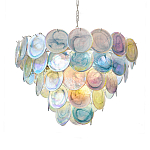 Люстра с каскадом из круглых разноцветных стеклянных дисков Mother of Pearl Iridescence варинант исполнения - 5 | Loft Concept в Липецке