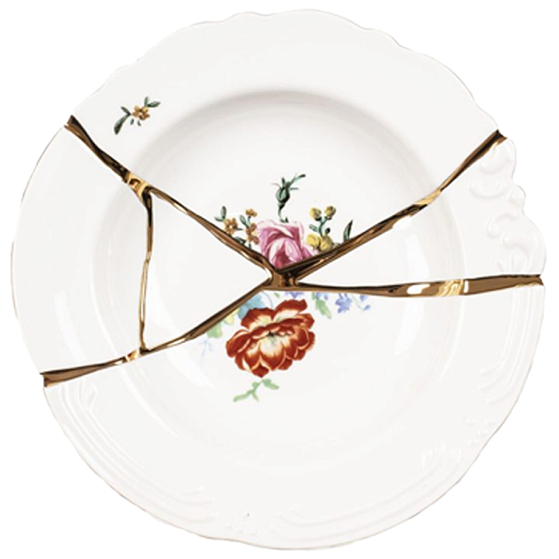 Тарелка глубокая Seletti Kintsugi Белый Золотой Мульти Тарелка глубокая Seletti Kintsugi Белый Золотой Мульти в Липецке | Loft Concept