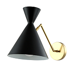 Бра черного цвета с конусообразным плафоном на золотом основании Loft Metal варинант исполнения - 1 | Loft Concept в Липецке