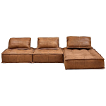 Модульное коричневое кожаное кресло Caron Leather Armchair варинант исполнения - 5 | Loft Concept в Липецке