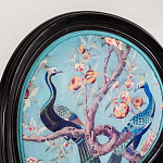 Полукресло из массива бука бирюзовое с изображением птиц и цветов Turquoise Chinoiserie Garden Chair варинант исполнения - 5 | Loft Concept в Липецке