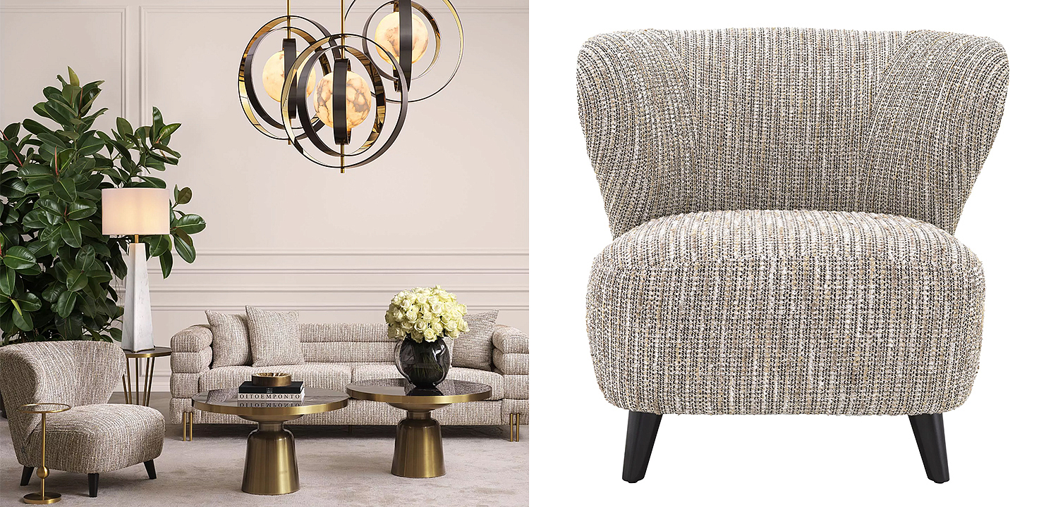 Кресло Eichholtz Chair Hydra Бежево-серый Черный Кресло Eichholtz Chair Hydra Бежево-серый Черный - Loft-Concept в Липецке