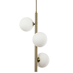 Подвесной светильник с 3-мя сферическими плафонами из матового стекла Pearls Suspension Brass Tube Hanging Lamp варинант исполнения - 1 | Loft Concept в Липецке