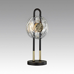 Настольная лампа черного цвета с круглым прозрачным стеклянным плафоном Virelia  варинант исполнения - 3 | Loft Concept в Липецке