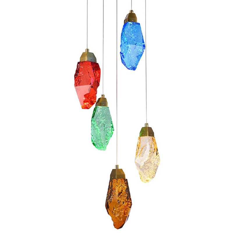 Потолочный светильник с пятью цветными плафонами Soar Colorful Lamp Латунь Мульти Потолочный светильник с пятью цветными плафонами Soar Colorful Lamp Латунь Мульти в Липецке | Loft Concept