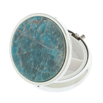 Таблетница карманная круглая с 3-мя отделениями и накладкой из натурального камня Апатит Голубой Silver Stone Pillboxes варинант исполнения - 2 | Loft Concept в Липецке