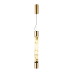 Подвесной светильник цилиндрической формы с плафоном из алебастра и металлическими торцами Латунь 60 см Cryptocrystalline Stone варинант исполнения - 2 | Loft Concept в Липецке