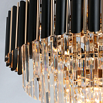 Люстра из черного металла с многоярусными подвесками из прозрачного хрусталя на золотой цепи Empire Black Chandelier Crystal варинант исполнения - 6 | Loft Concept в Липецке