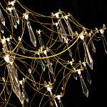 Люстра подвесная с изогнутым металлическим каркасом и множеством хрустальных подвесок Золото Диаметр 80 см Quasar варинант исполнения - 1 | Loft Concept в Липецке