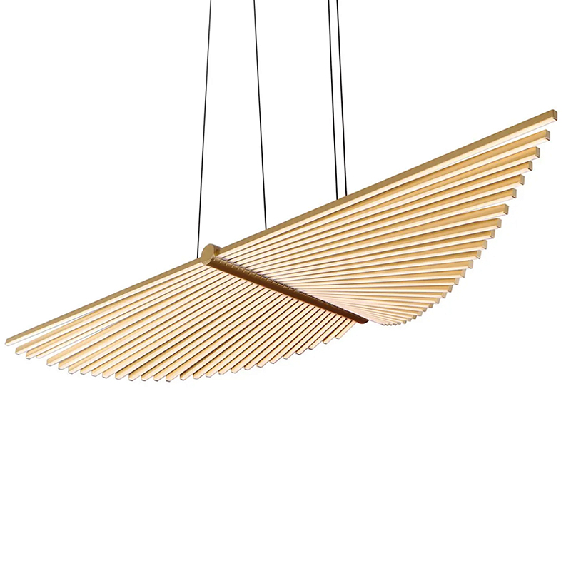 Люстра в виде распахнутых крыльев из тонких металлических планок Flight of Freedom Черный Золотой в Липецке | Loft Concept 