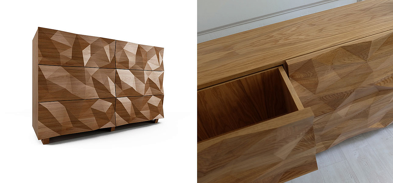 Комод с большими угловыми фигурами, 3 уровня Geometric Greece Комод с большими угловыми фигурами, 3 уровня Geometric Greece - Loft-Concept в Липецке