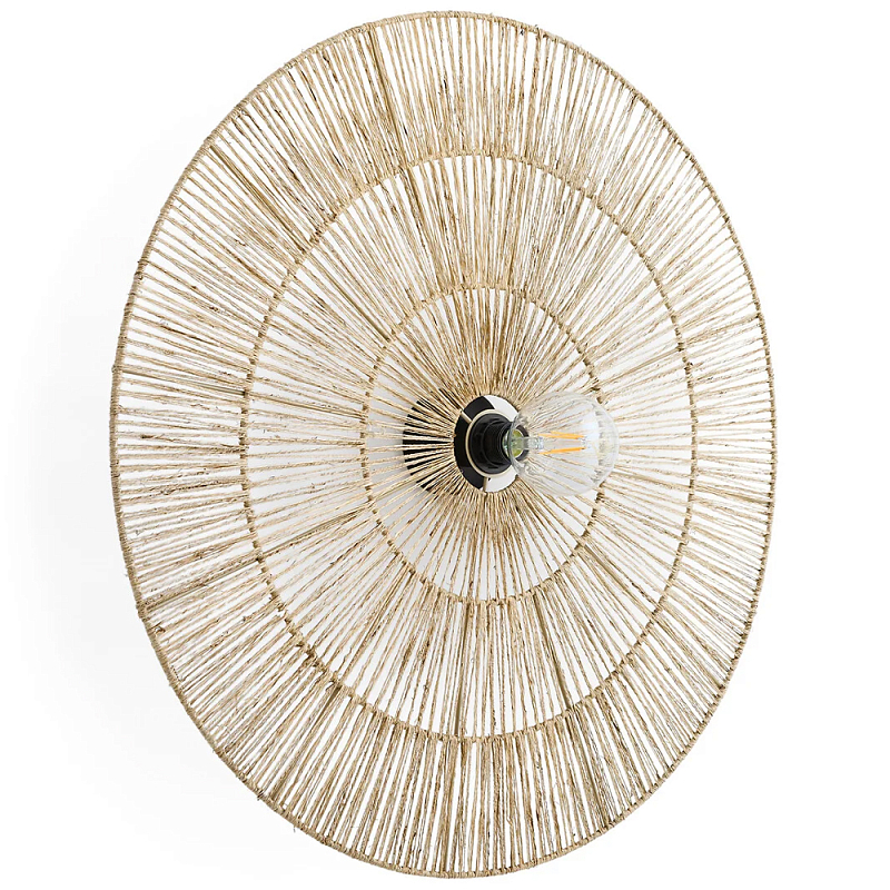 Круглый настенный светильник с декором из пеньковой веревки Alano Wall Lamp Бежевый в Липецке | Loft Concept 