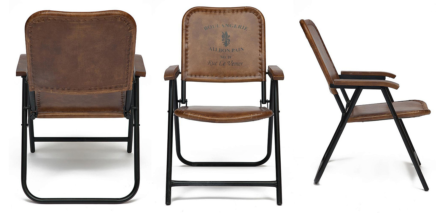 Складной кожаный стул Industrial Folding buffalo leather chair Складной кожаный стул Industrial Folding buffalo leather chair - Loft-Concept в Липецке