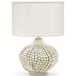 Настольная лампа с абажуром и каркасом из белых деревянных бусин White Wooden Beads Table Lampshade варинант исполнения - 1 | Loft Concept в Липецке