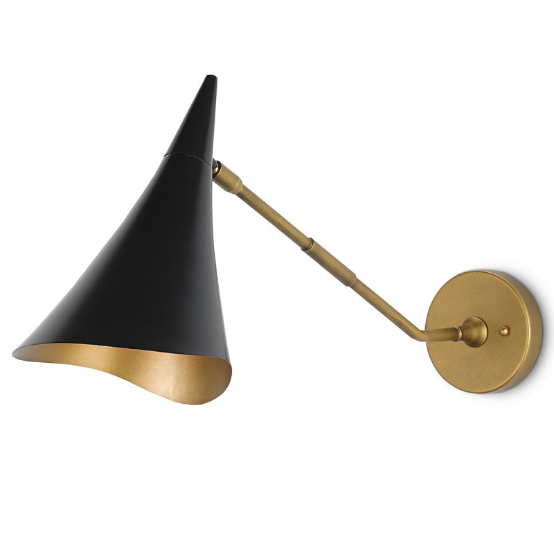 Бра с черными конусообразным плафоном Contrasting Lamps Черный Латунь Бра с черными конусообразным плафоном Contrasting Lamps Черный Латунь в Липецке | Loft Concept