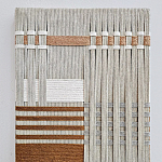 Панно из шнура Бежевая геометрическая абстракция wall panel line beige  варинант исполнения - 1 | Loft Concept в Липецке